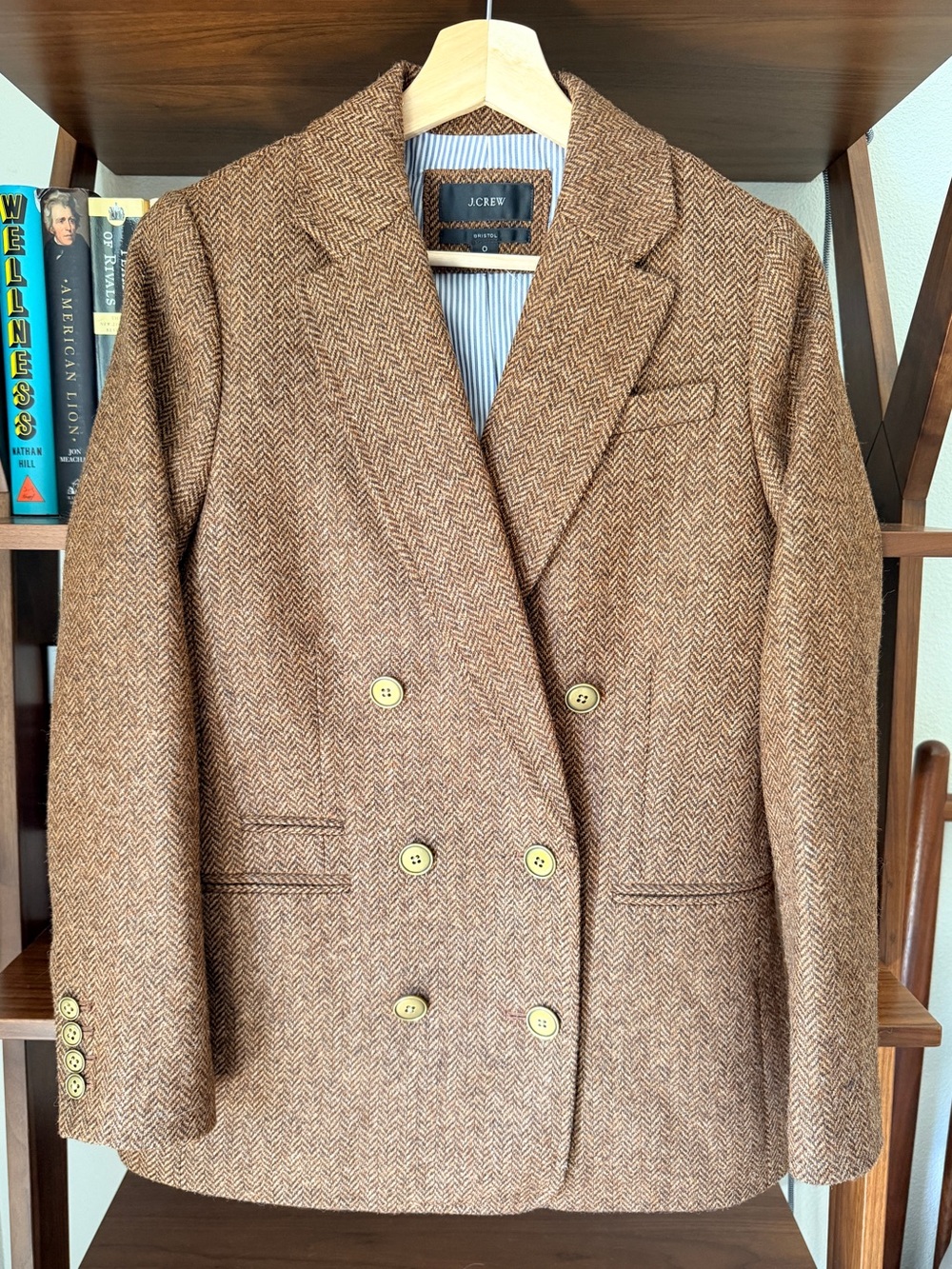 J.Crew Bristol Blazer Hazelnut English Wool Herringbone Double Breasted NWOT 0 - Picture 2 of 10